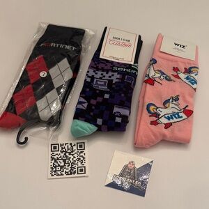 Tech Conference Specialty Socks (Fortinet, Sentinel 1, Wiz) - Men NWT